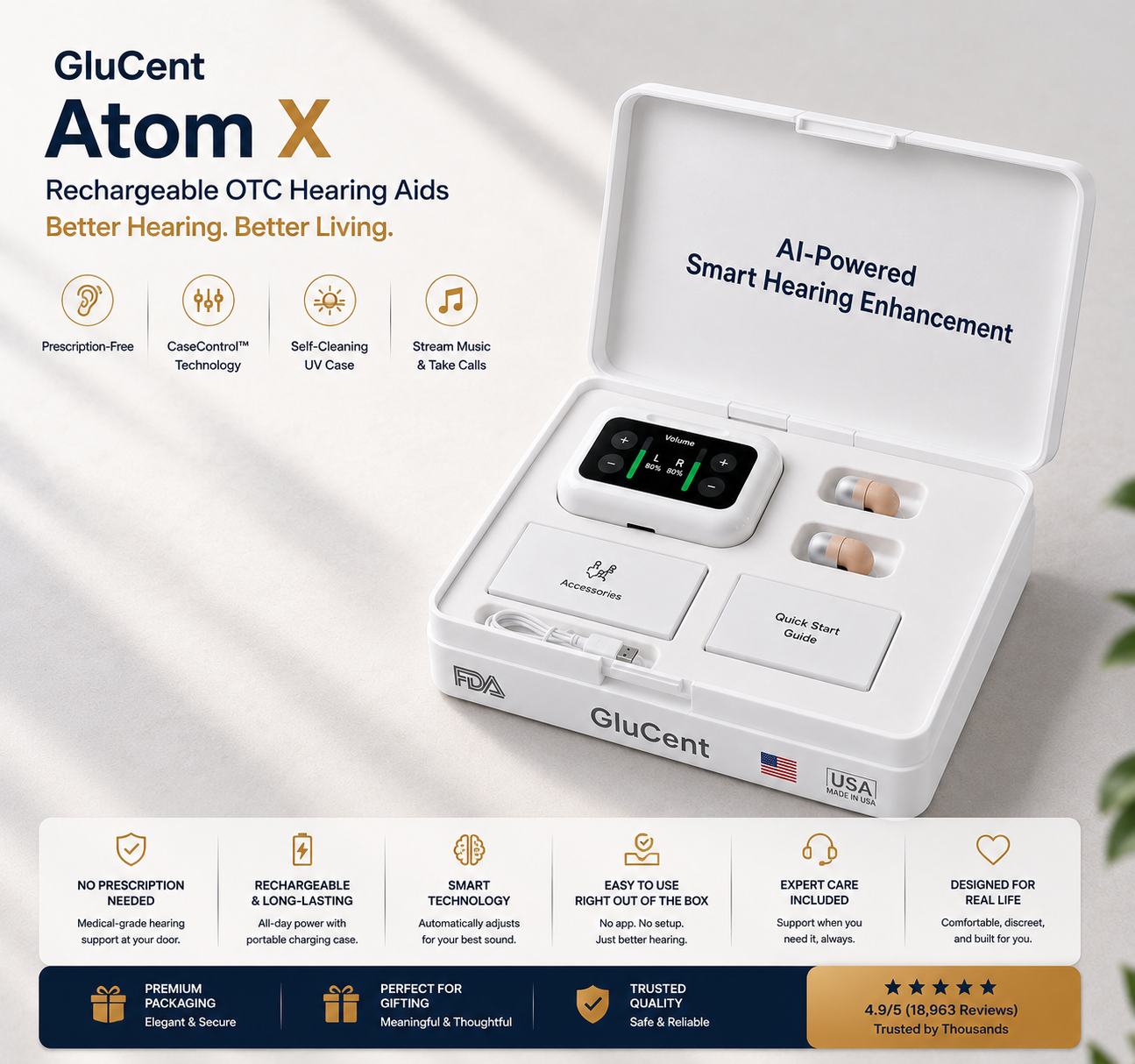 🔥 Final 2 Hours : Only Limited Stock Left🏆GluCent® Atom X Smart Hearing Aids — Hear Clearly, Feel Confident Again 💖(Mayo Clinic Recommended）
