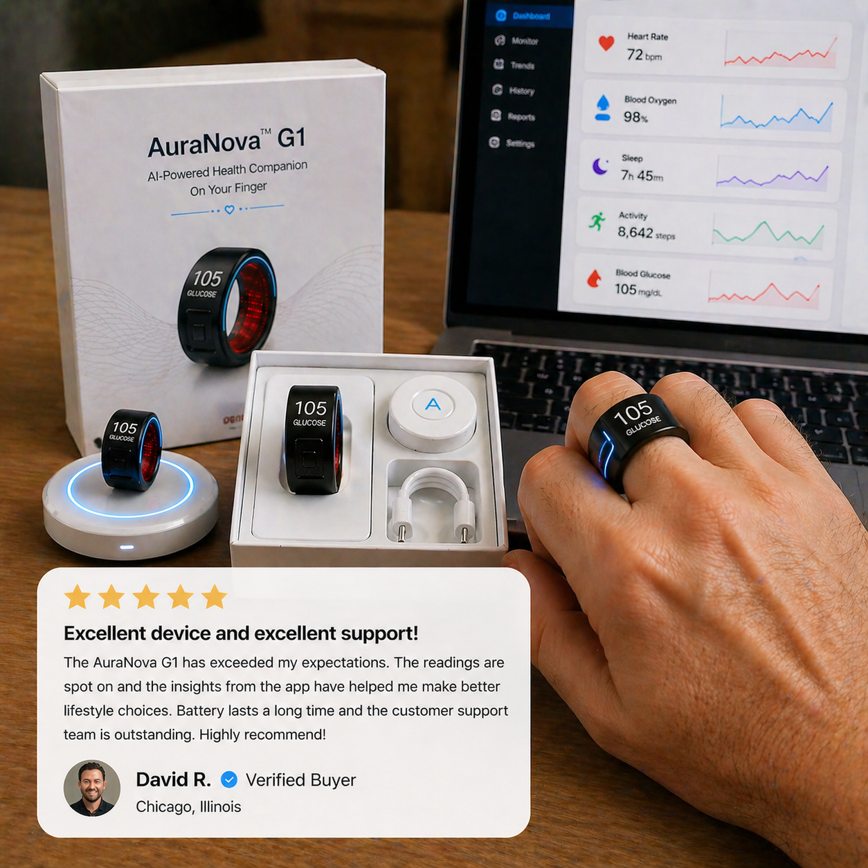 🎉 75% OFF Launch Offer🔥AuraNova™ G1 Non-Invasive Smart Ring